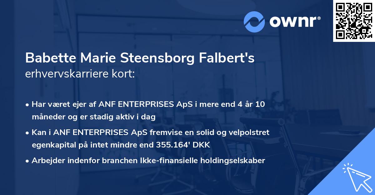 Babette Marie Steensborg Falbert's erhvervskarriere kort