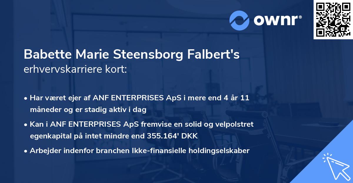 Babette Marie Steensborg Falbert's erhvervskarriere kort
