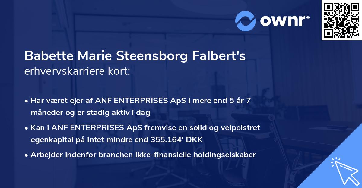 Babette Marie Steensborg Falbert's erhvervskarriere kort