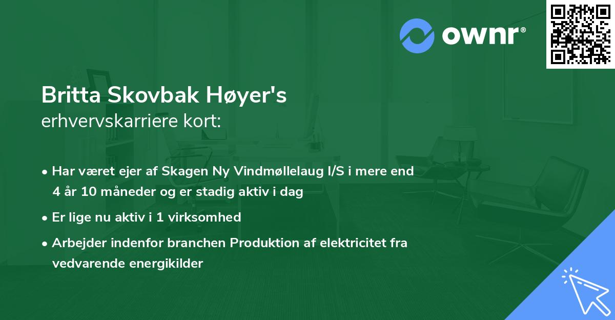 Britta Skovbak Høyer's erhvervskarriere kort