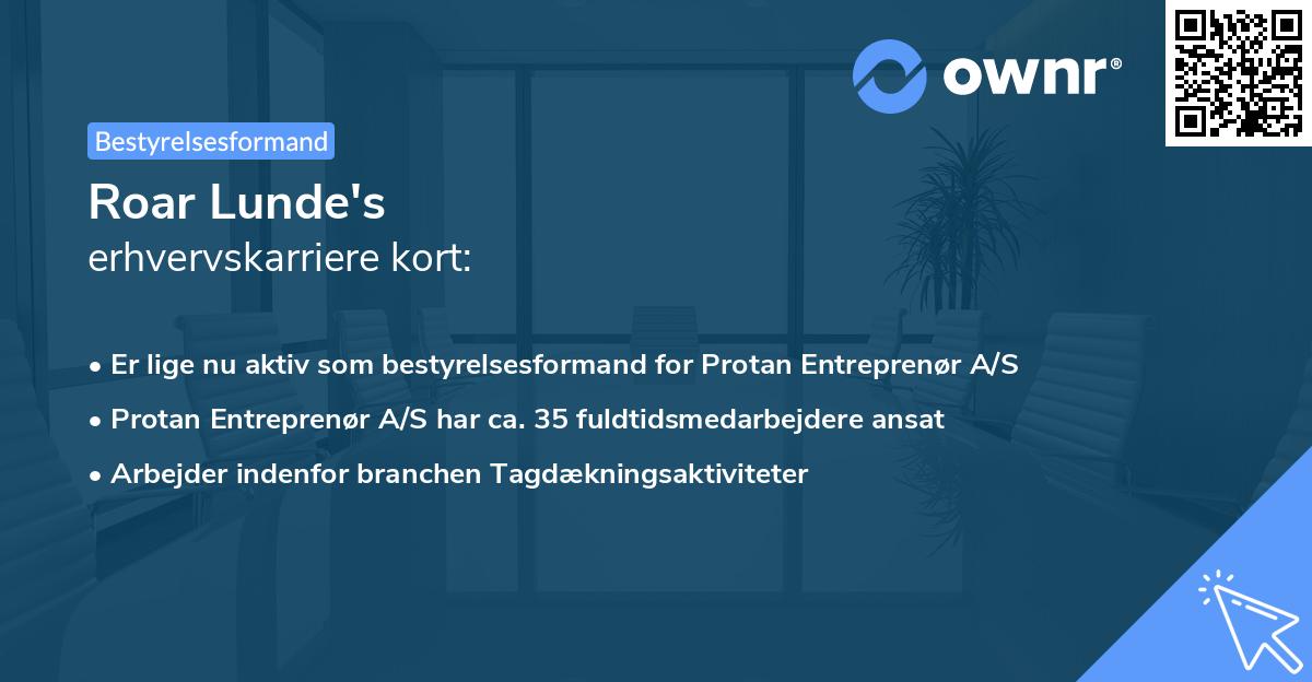 Roar Lunde's erhvervskarriere kort