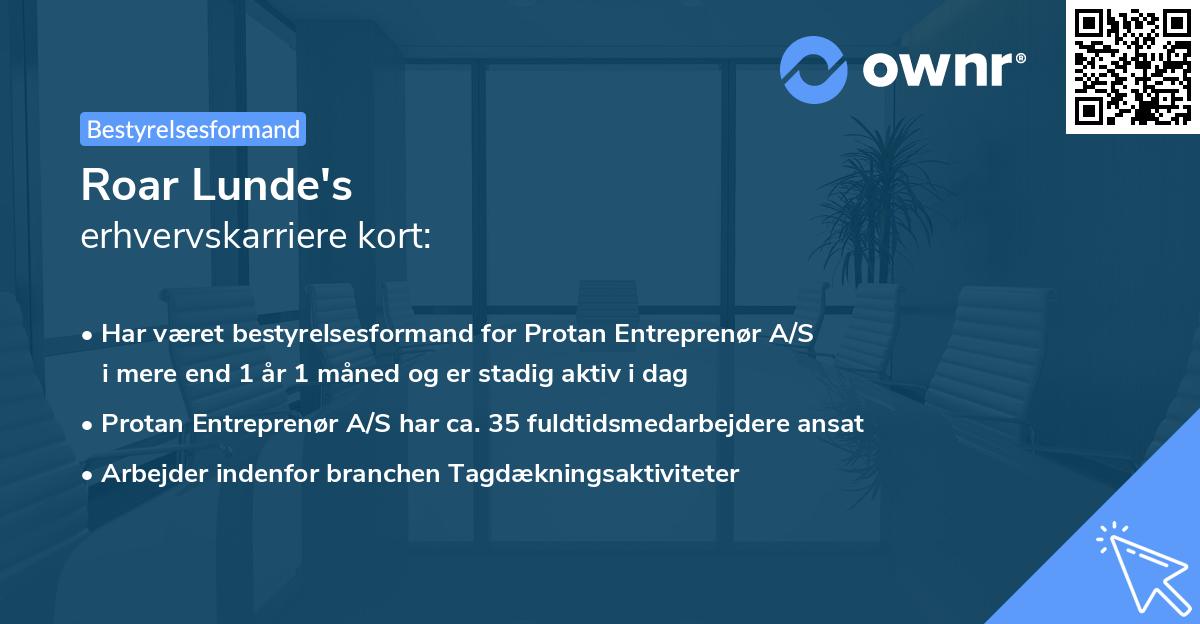 Roar Lunde's erhvervskarriere kort