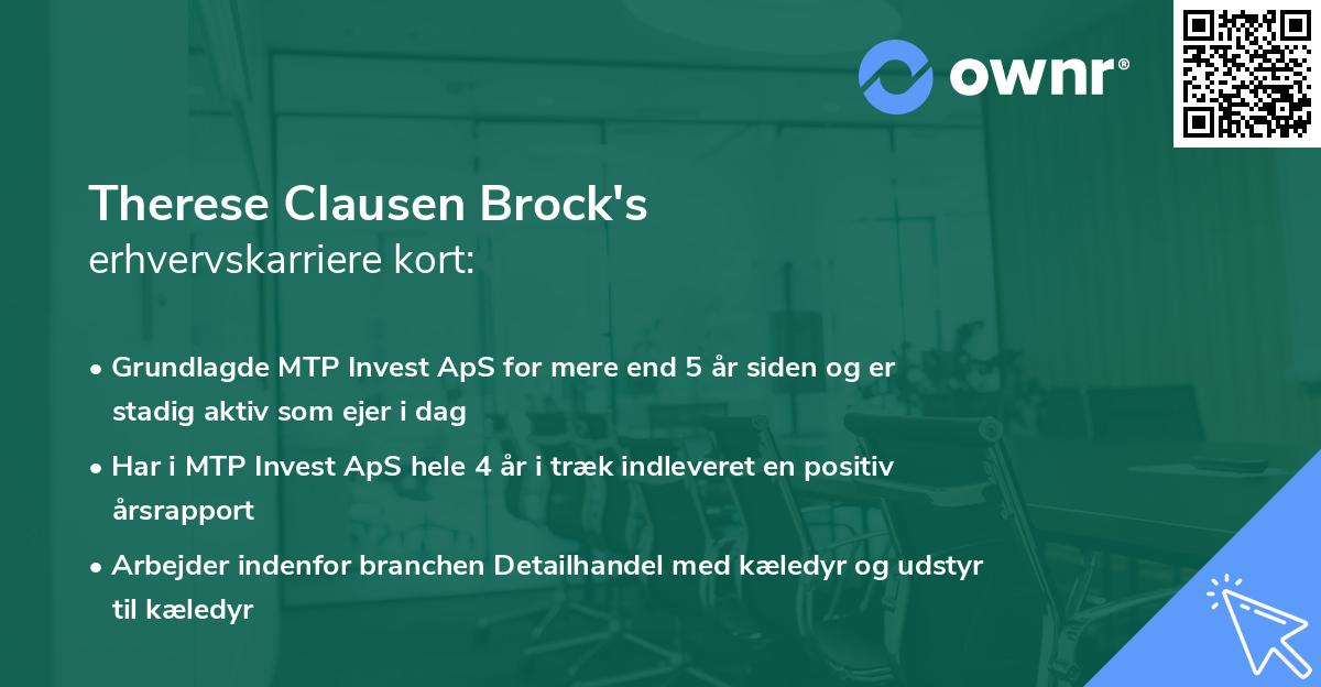 Therese Clausen Brock's erhvervskarriere kort