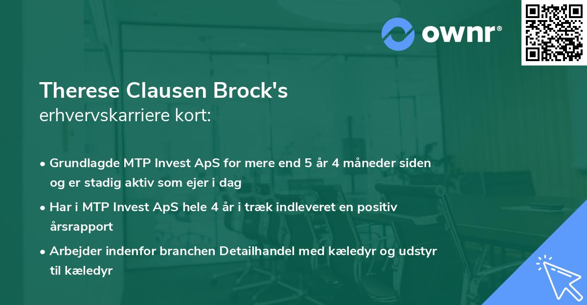Therese Clausen Brock's erhvervskarriere kort