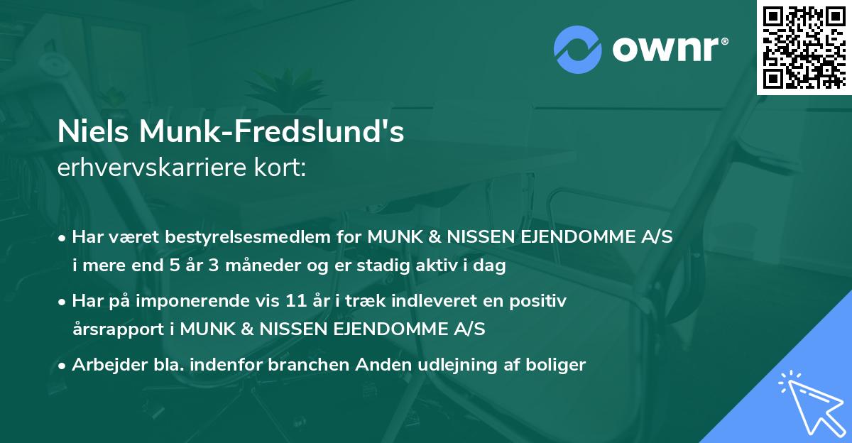 Niels Munk-Fredslund's erhvervskarriere kort