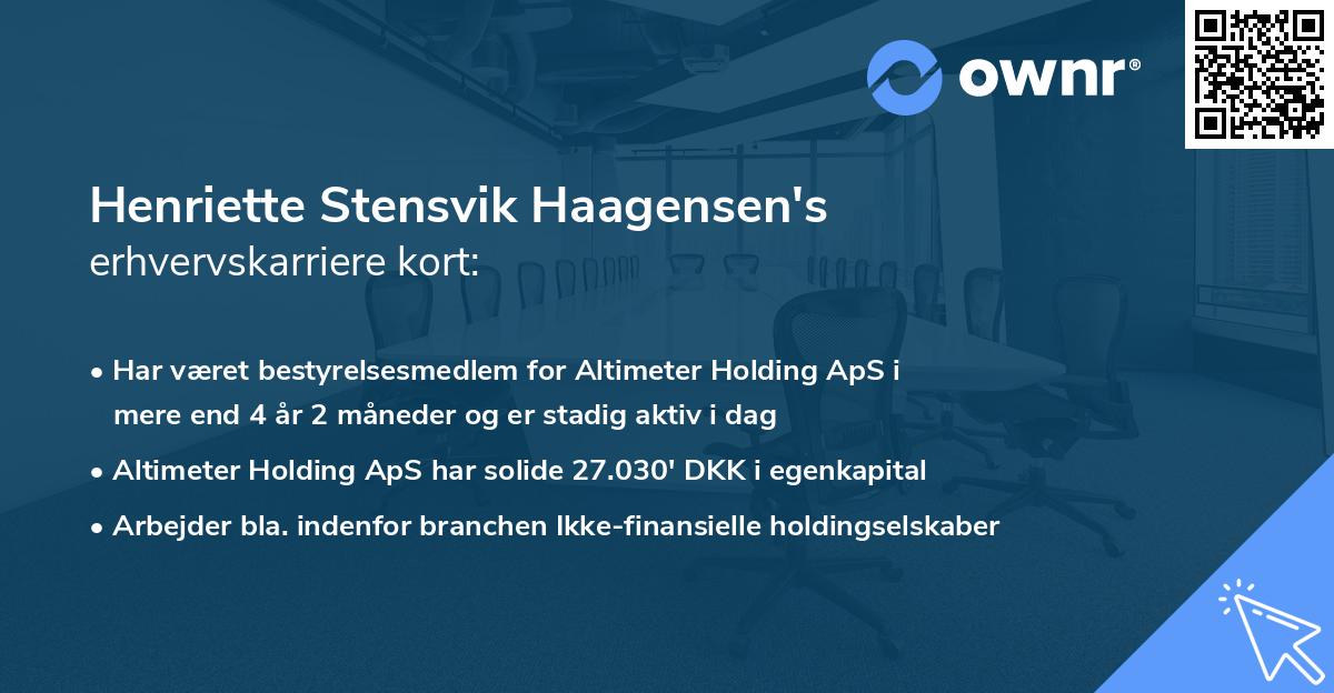 Henriette Stensvik Haagensen's erhvervskarriere kort