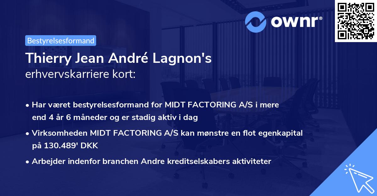 Thierry Jean André Lagnon's erhvervskarriere kort