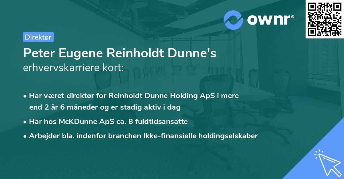 Peter Eugene Reinholdt Dunne's erhvervskarriere kort