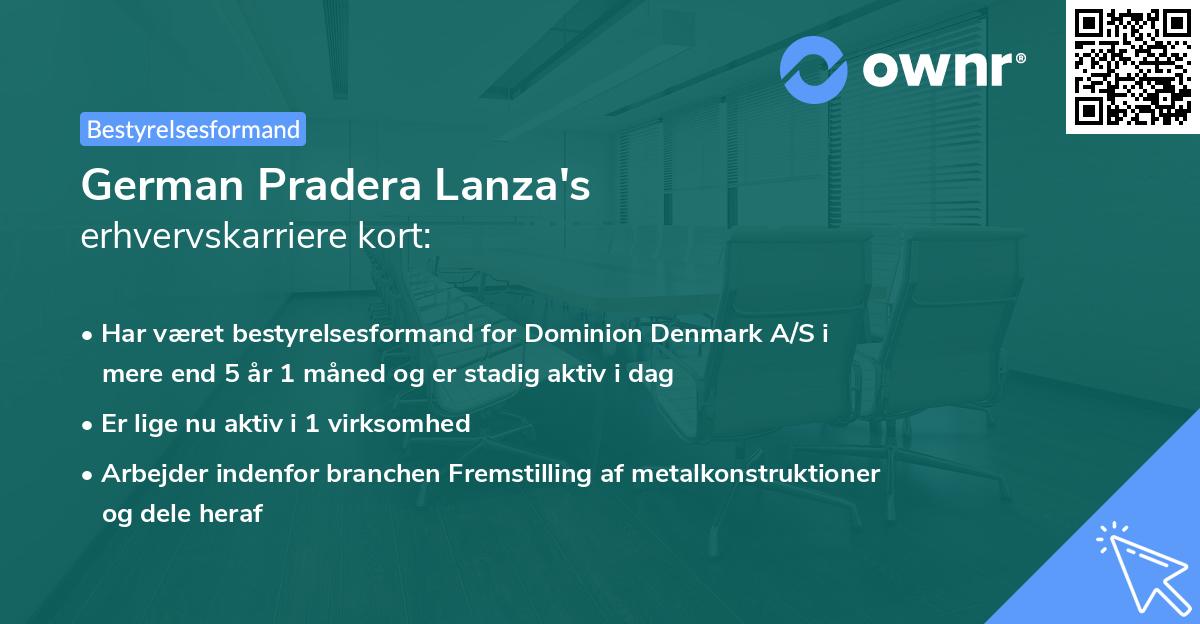 German Pradera Lanza's erhvervskarriere kort