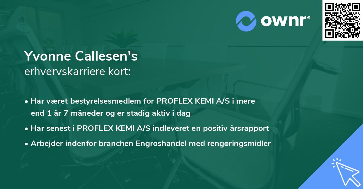 Yvonne Callesen's erhvervskarriere kort