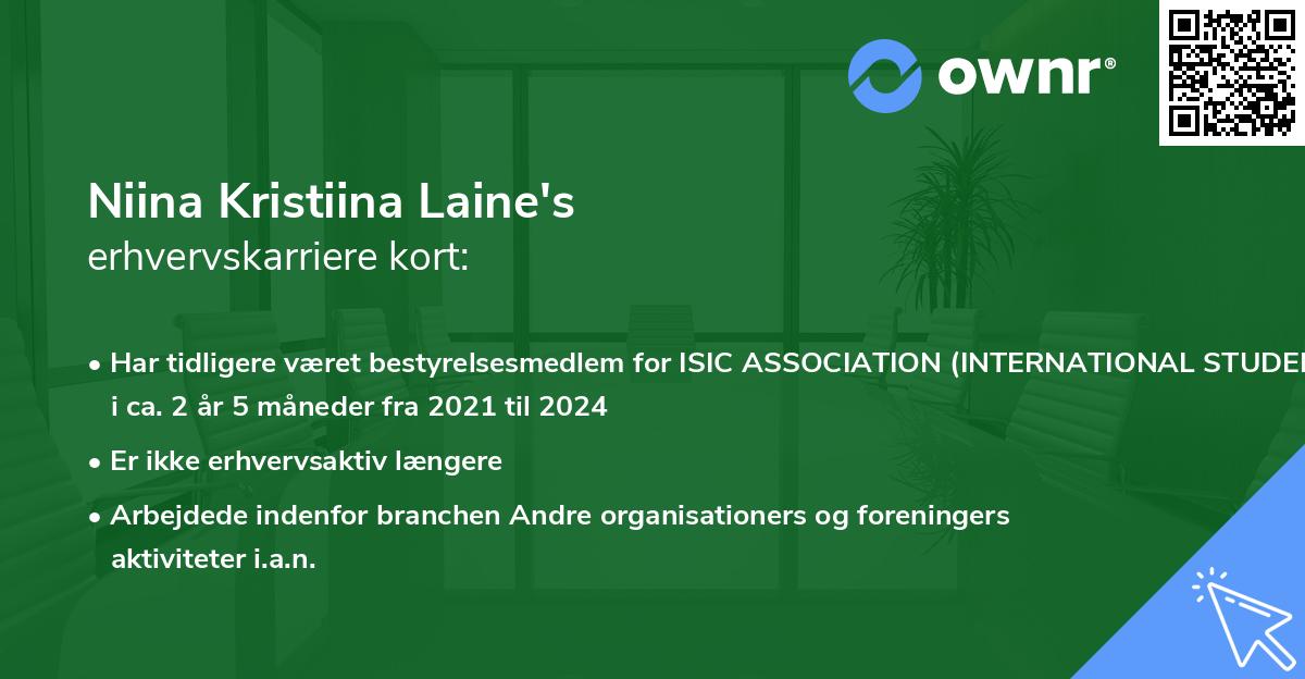 Niina Kristiina Laine's erhvervskarriere kort