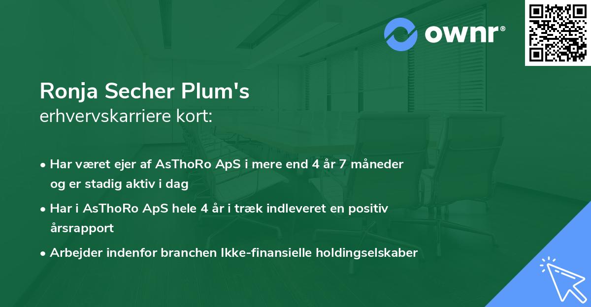Ronja Secher Plum's erhvervskarriere kort