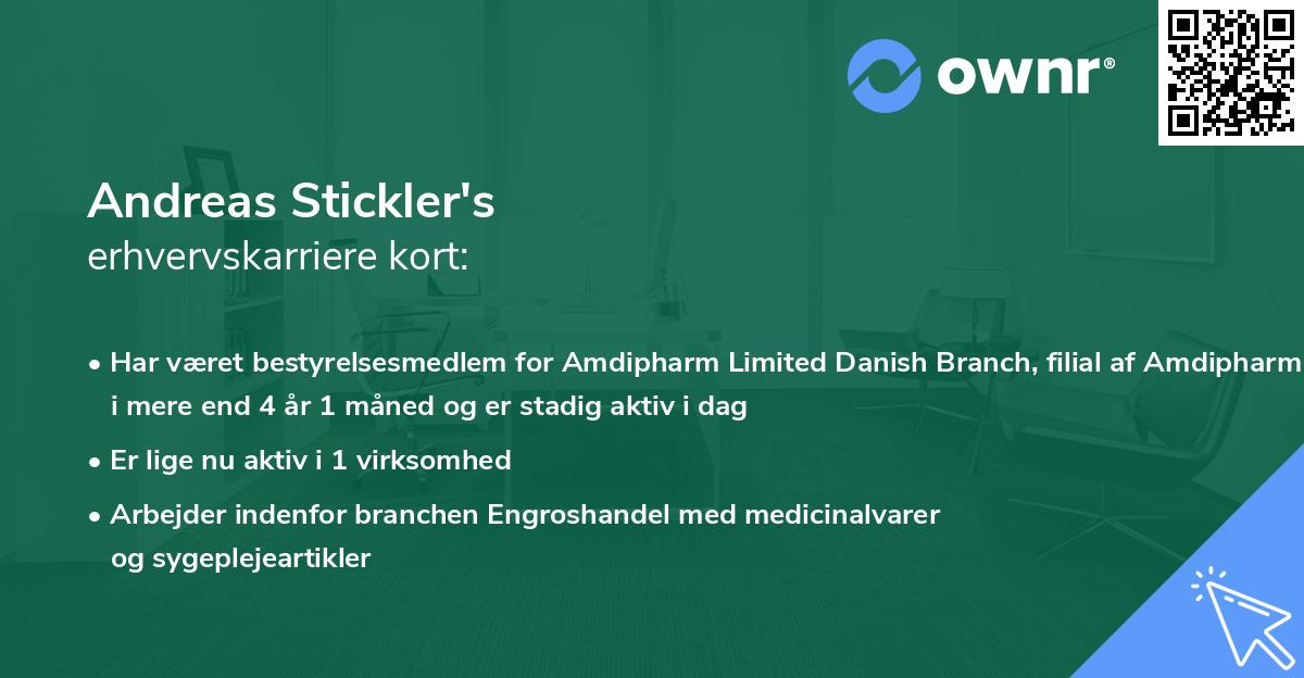 Andreas Stickler's erhvervskarriere kort
