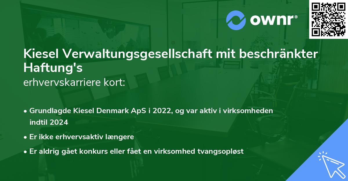 Kiesel Verwaltungsgesellschaft mit beschränkter Haftung's erhvervskarriere kort