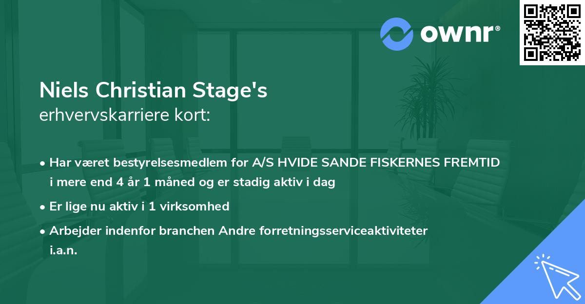 Niels Christian Stage's erhvervskarriere kort