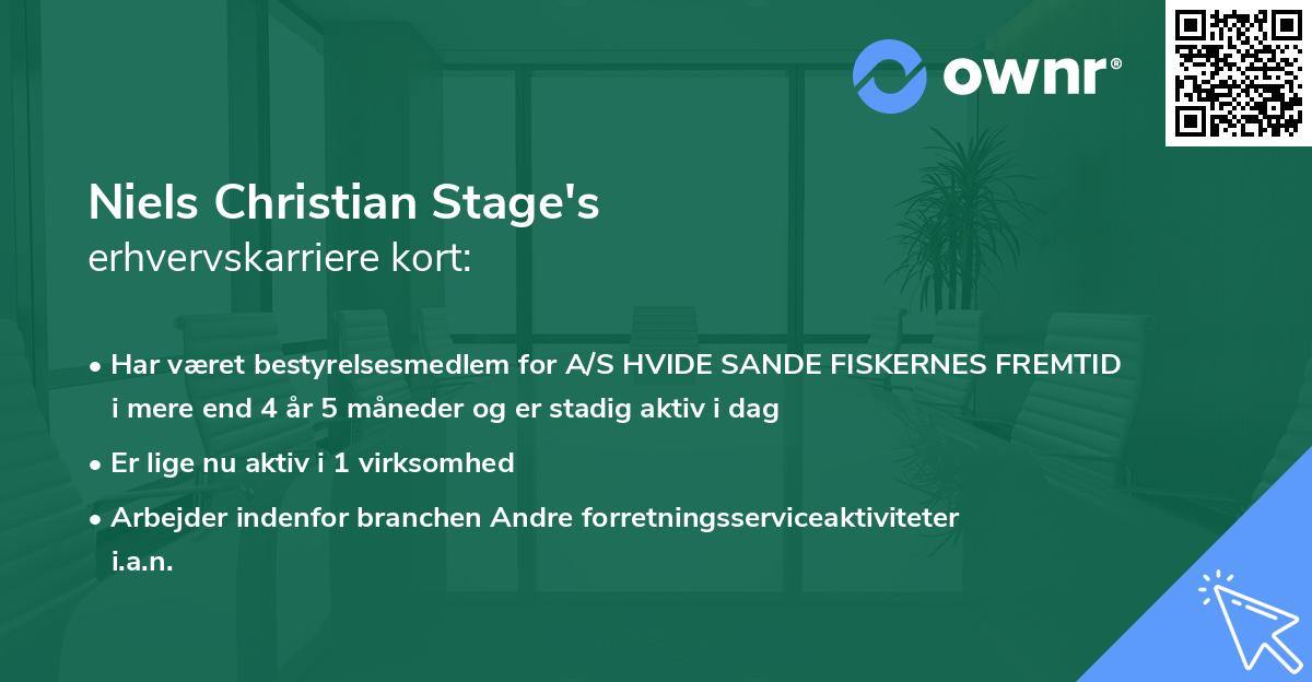 Niels Christian Stage's erhvervskarriere kort