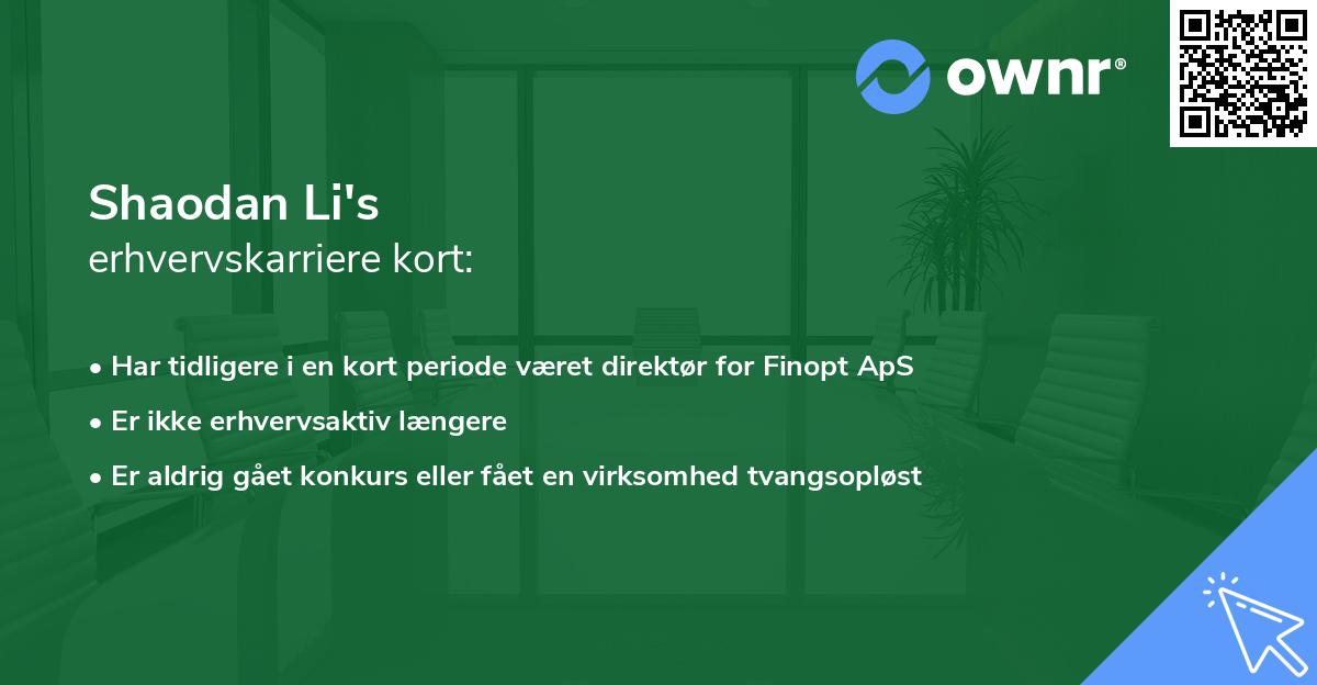 Shaodan Li's erhvervskarriere kort