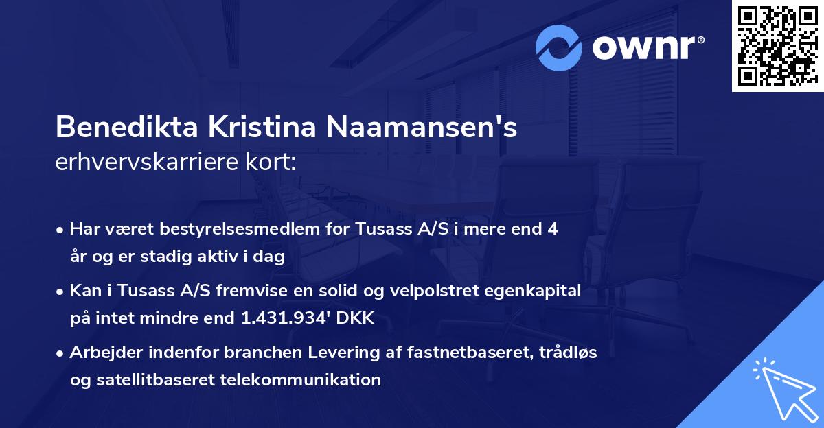 Benedikta Kristina Naamansen's erhvervskarriere kort