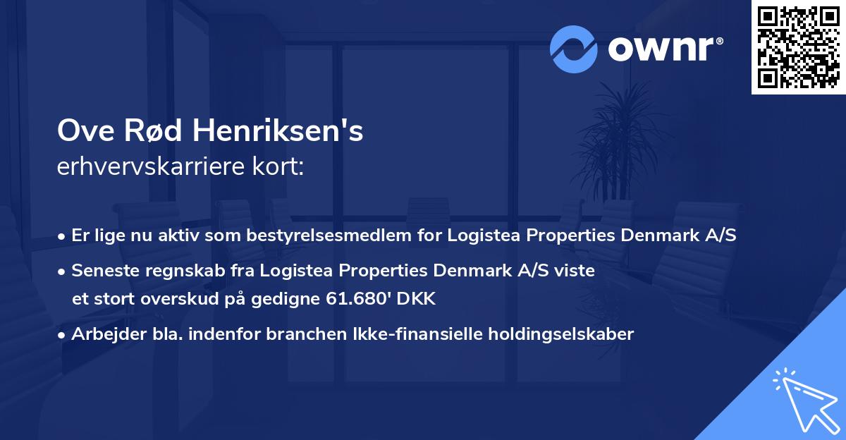 Ove Rød Henriksen's erhvervskarriere kort