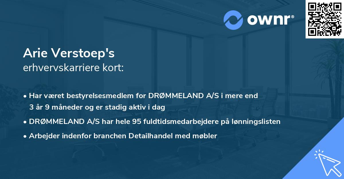Arie Verstoep's erhvervskarriere kort