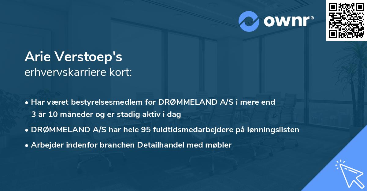 Arie Verstoep's erhvervskarriere kort