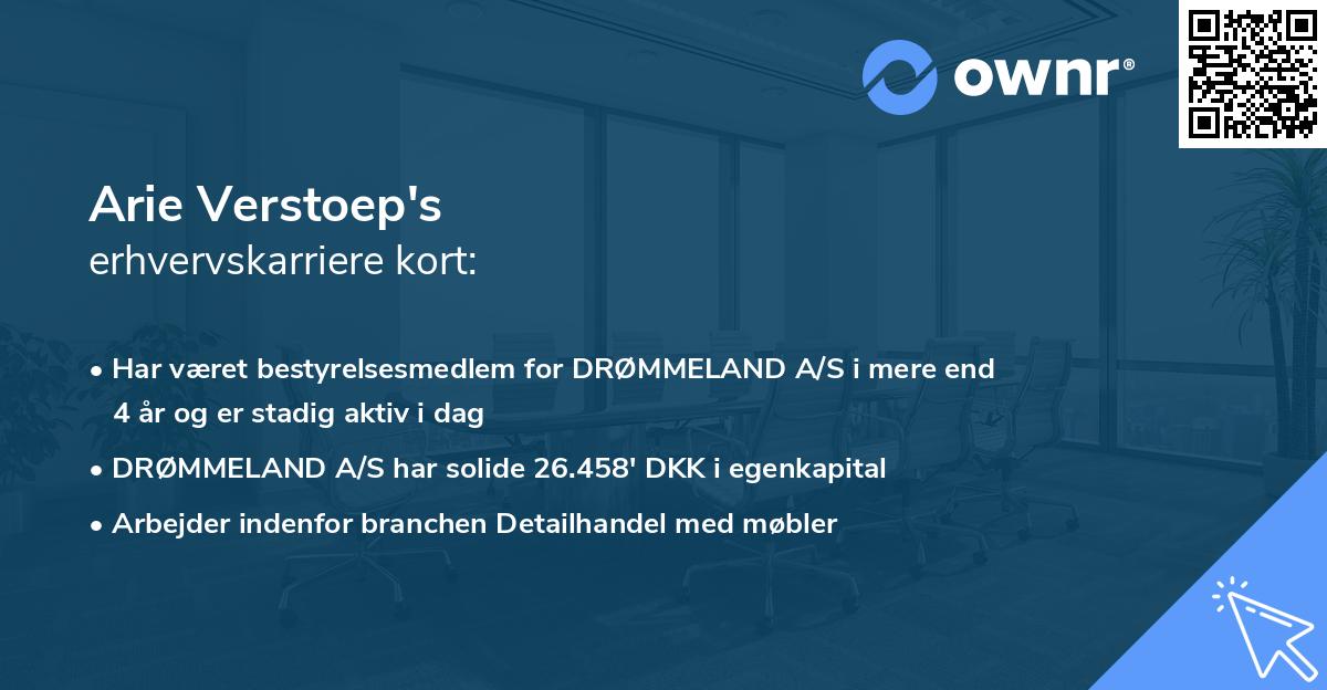 Arie Verstoep's erhvervskarriere kort