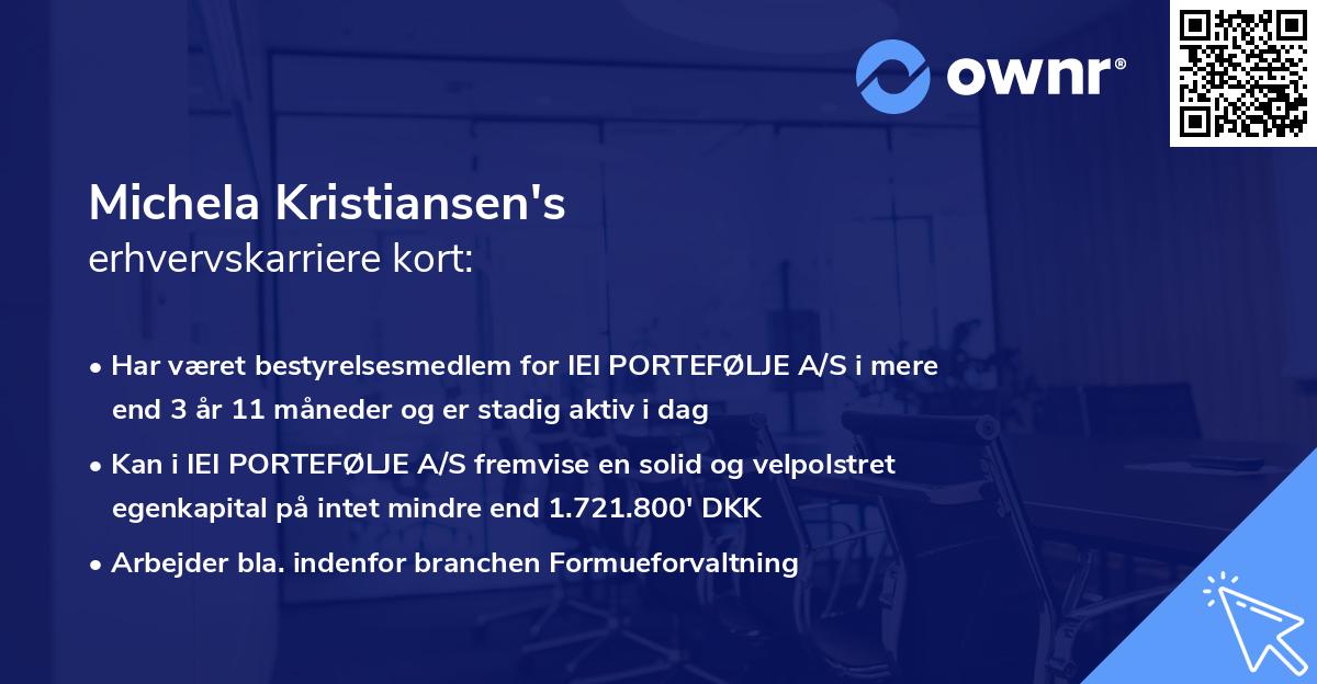 Michela Kristiansen's erhvervskarriere kort