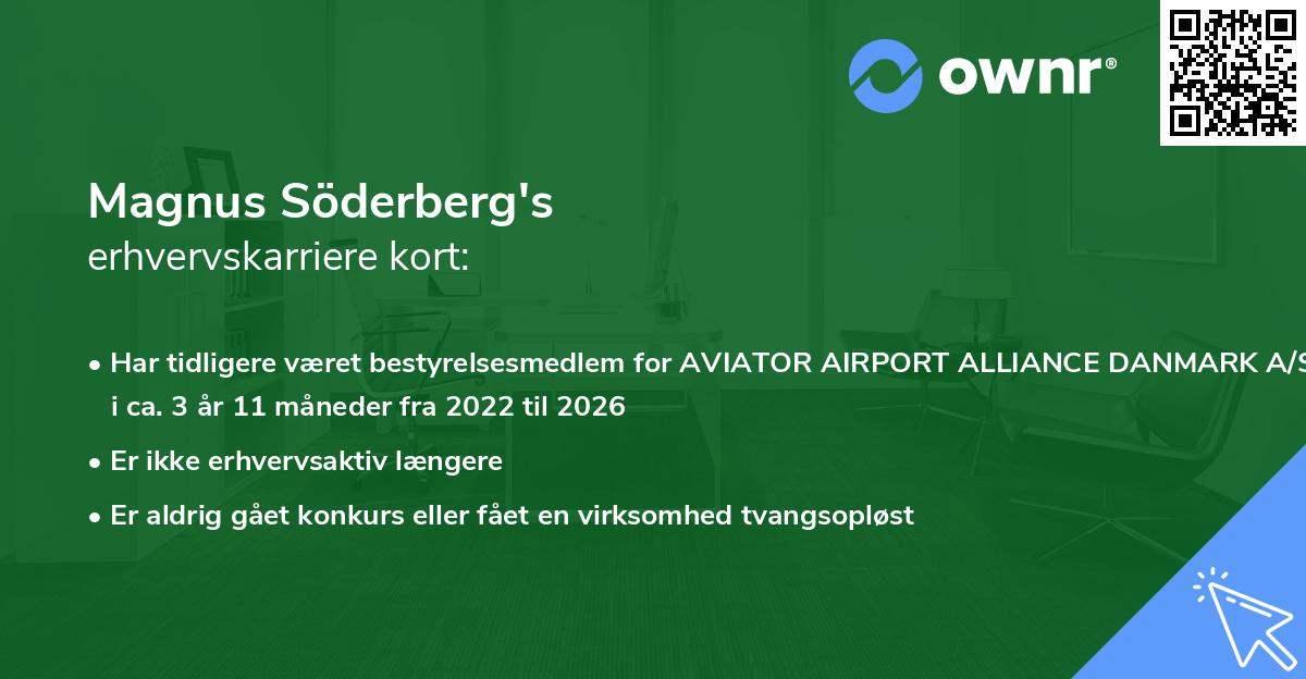 Magnus Söderberg's erhvervskarriere kort