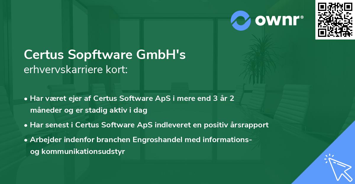 Certus Sopftware GmbH's erhvervskarriere kort