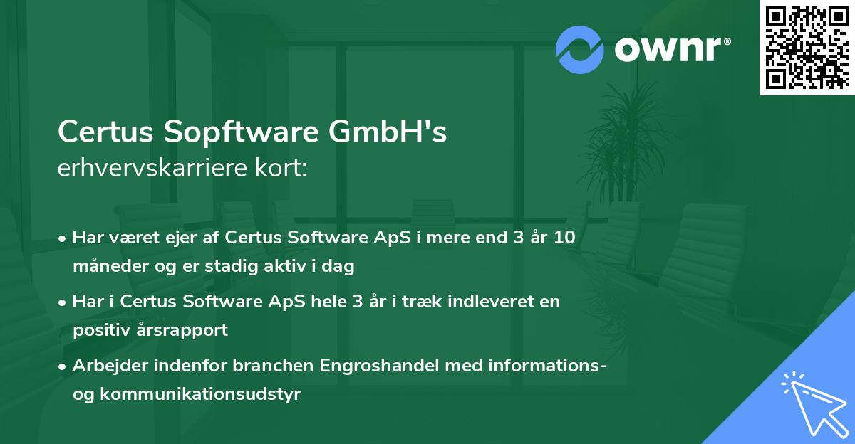 Certus Sopftware GmbH's erhvervskarriere kort