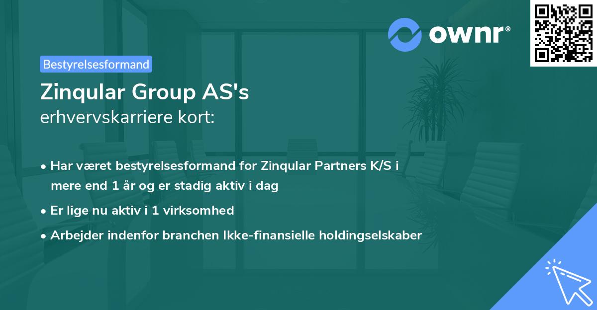Zinqular Group AS's erhvervskarriere kort