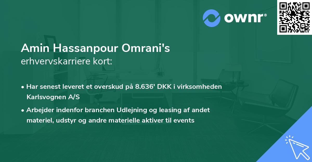 Amin Hassanpour Omrani's erhvervskarriere kort