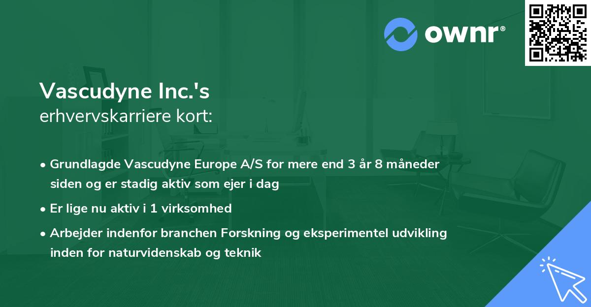 Vascudyne Inc.'s erhvervskarriere kort