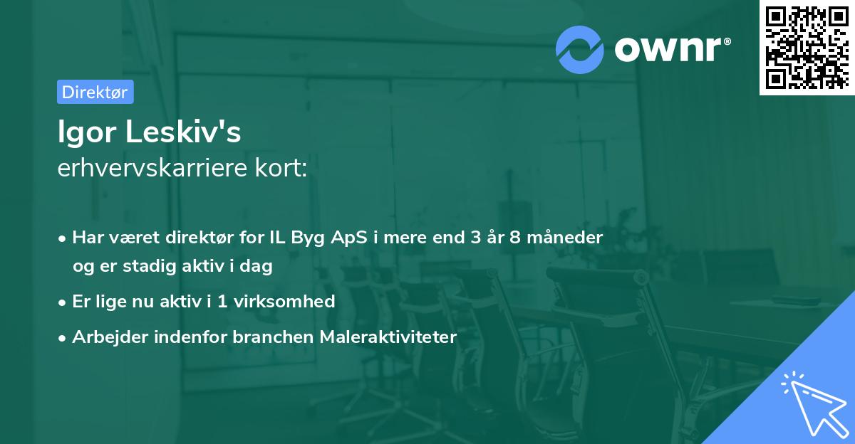 Igor Leskiv's erhvervskarriere kort