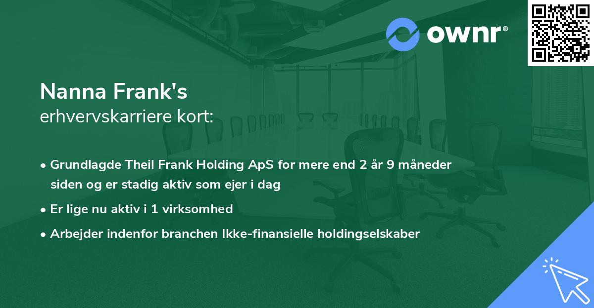 Nanna Frank's erhvervskarriere kort