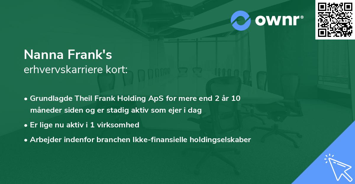 Nanna Frank's erhvervskarriere kort
