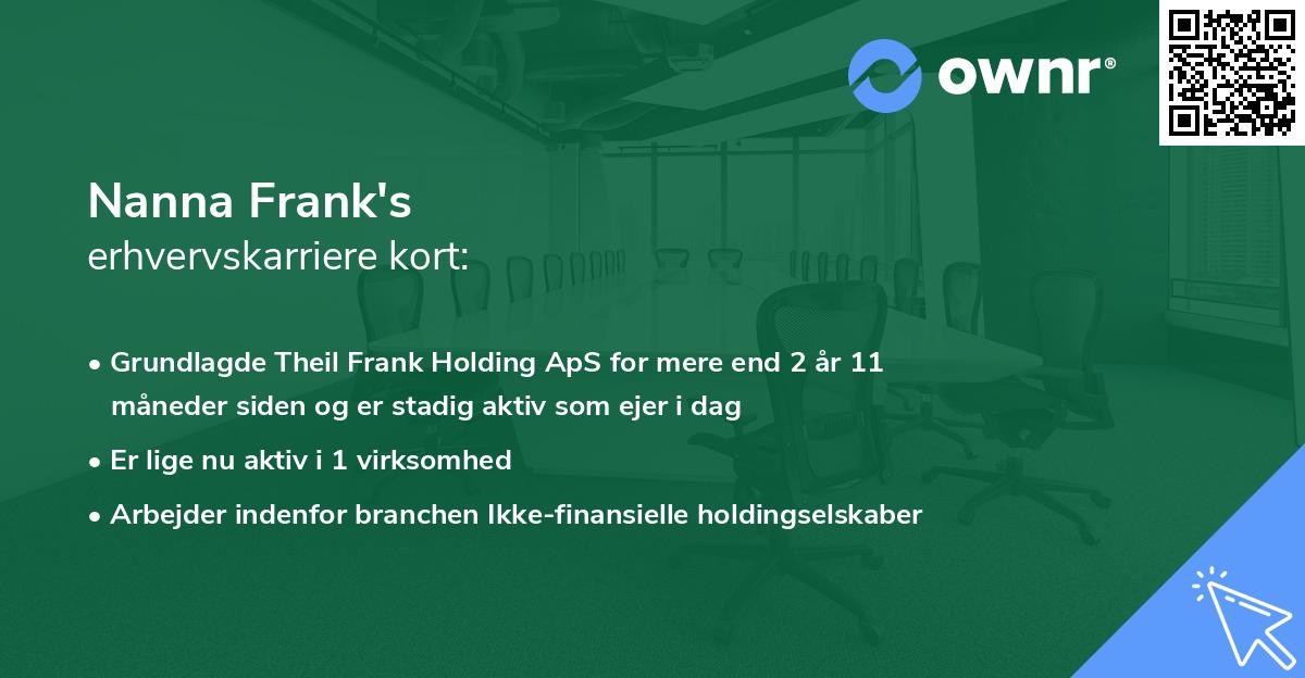 Nanna Frank's erhvervskarriere kort