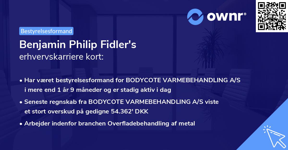 Benjamin Philip Fidler's erhvervskarriere kort