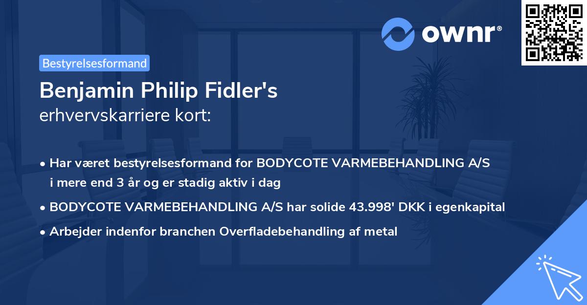 Benjamin Philip Fidler's erhvervskarriere kort