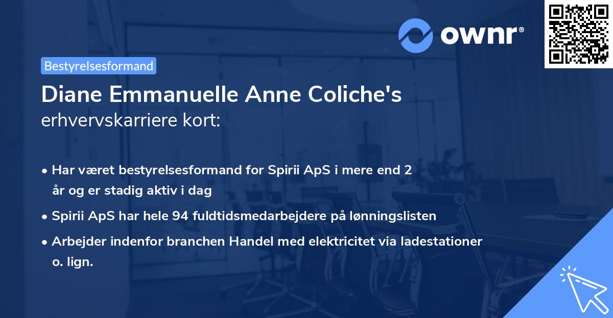 Diane Emmanuelle Anne Coliche's erhvervskarriere kort