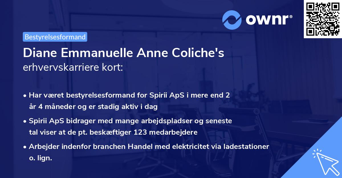 Diane Emmanuelle Anne Coliche's erhvervskarriere kort