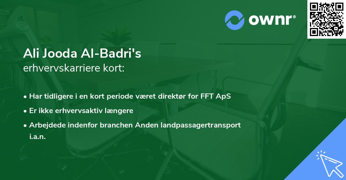 Ali Jooda Al-Badri's erhvervskarriere kort