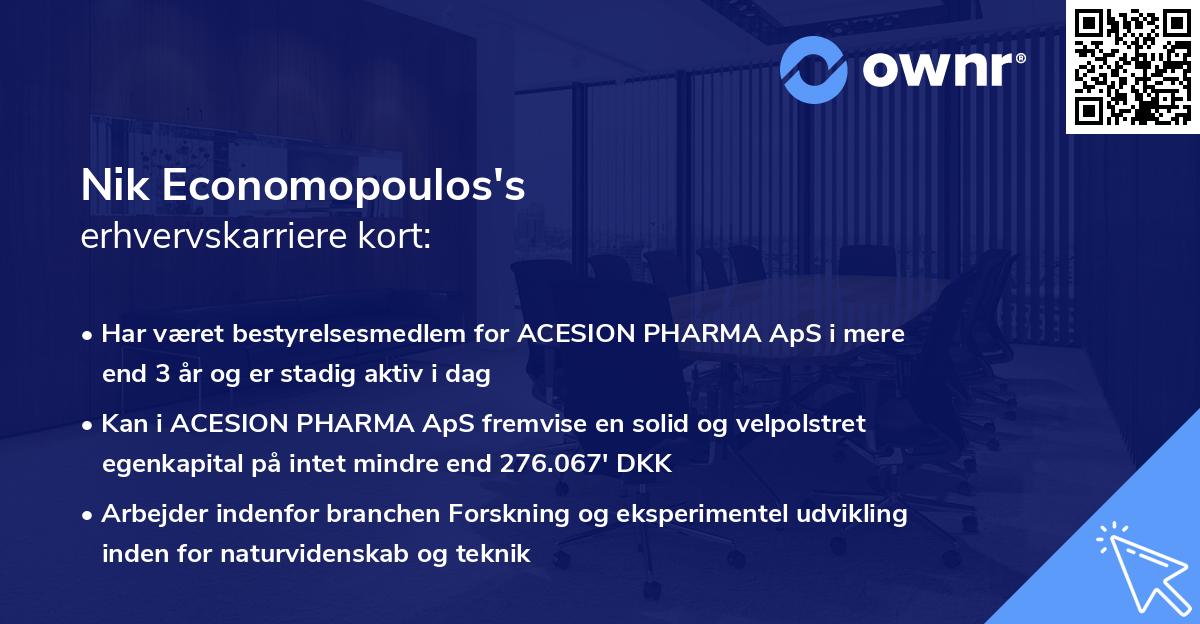 Nik Economopoulos's erhvervskarriere kort
