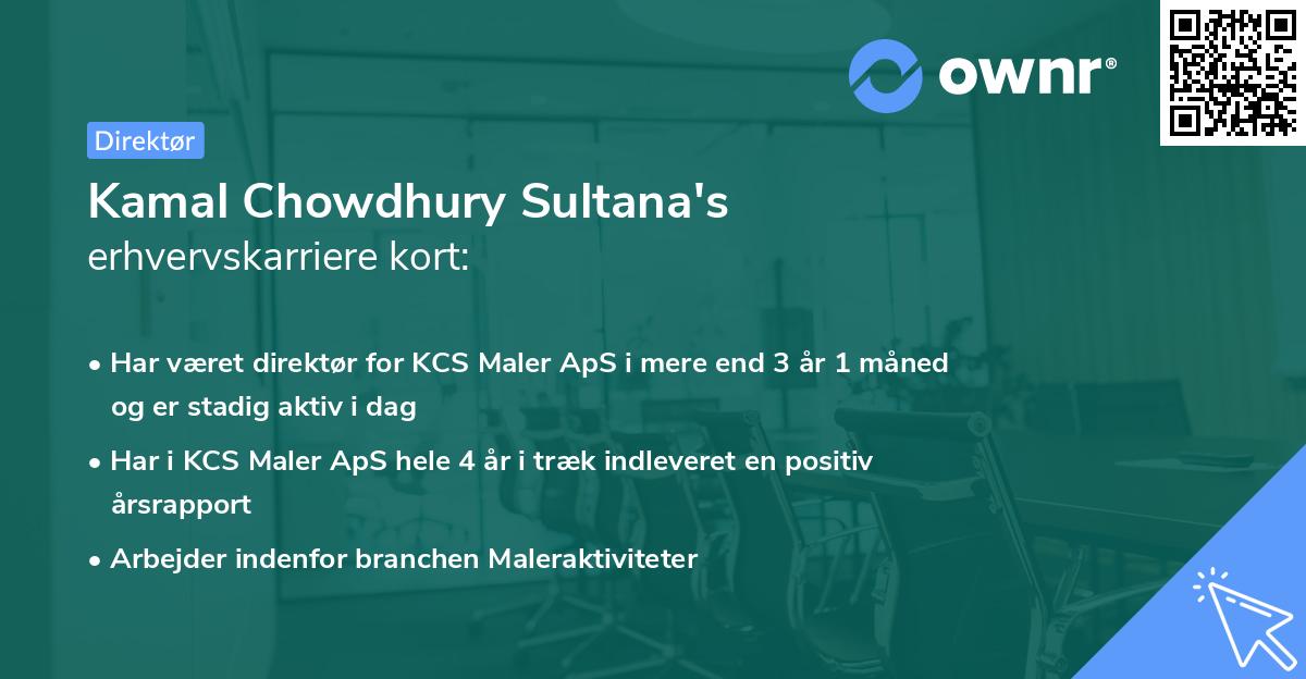 Kamal Chowdhury Sultana's erhvervskarriere kort