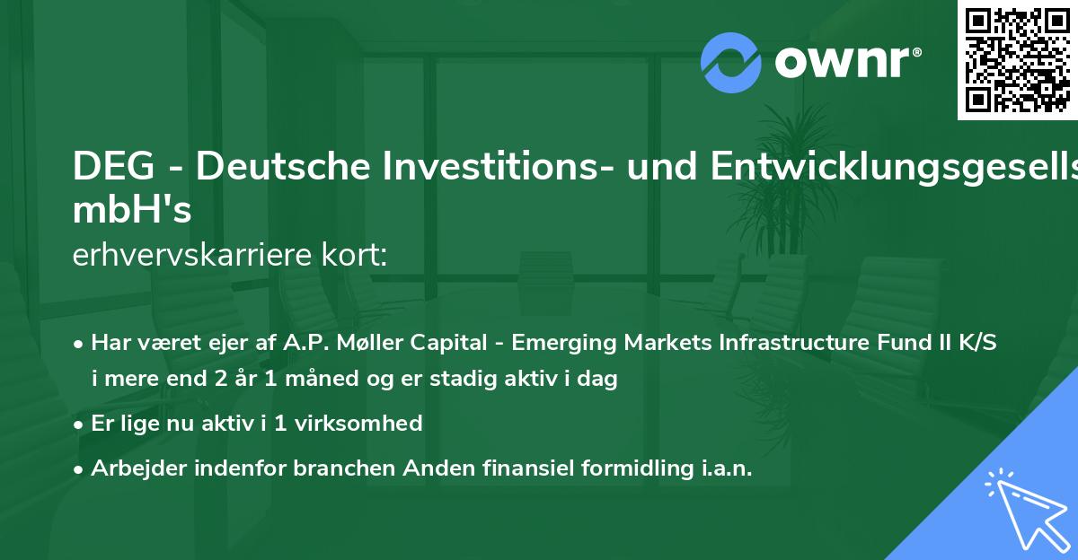 DEG - Deutsche Investitions- und Entwicklungsgesellschaft mbH's erhvervskarriere kort