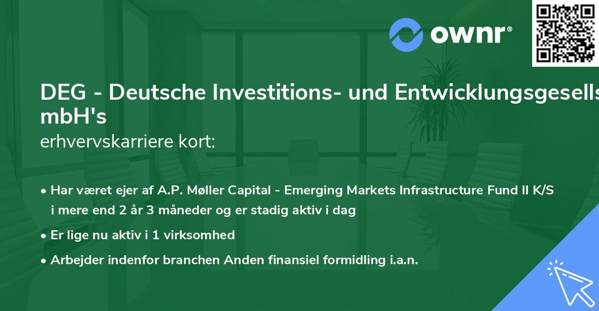 DEG - Deutsche Investitions- und Entwicklungsgesellschaft mbH's erhvervskarriere kort