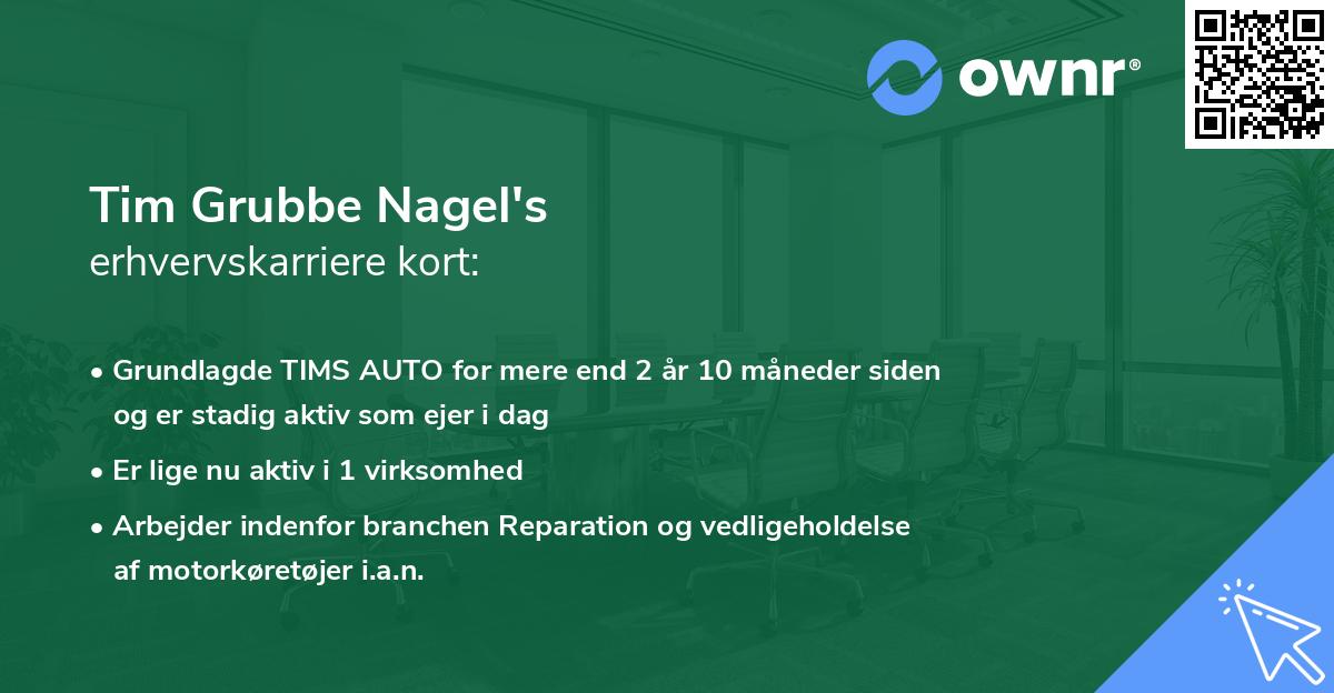 Tim Grubbe Nagel's erhvervskarriere kort
