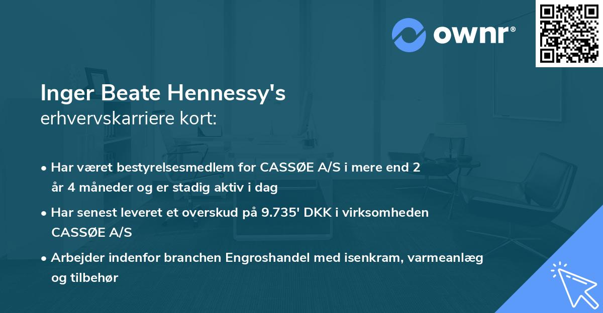 Inger Beate Hennessy's erhvervskarriere kort