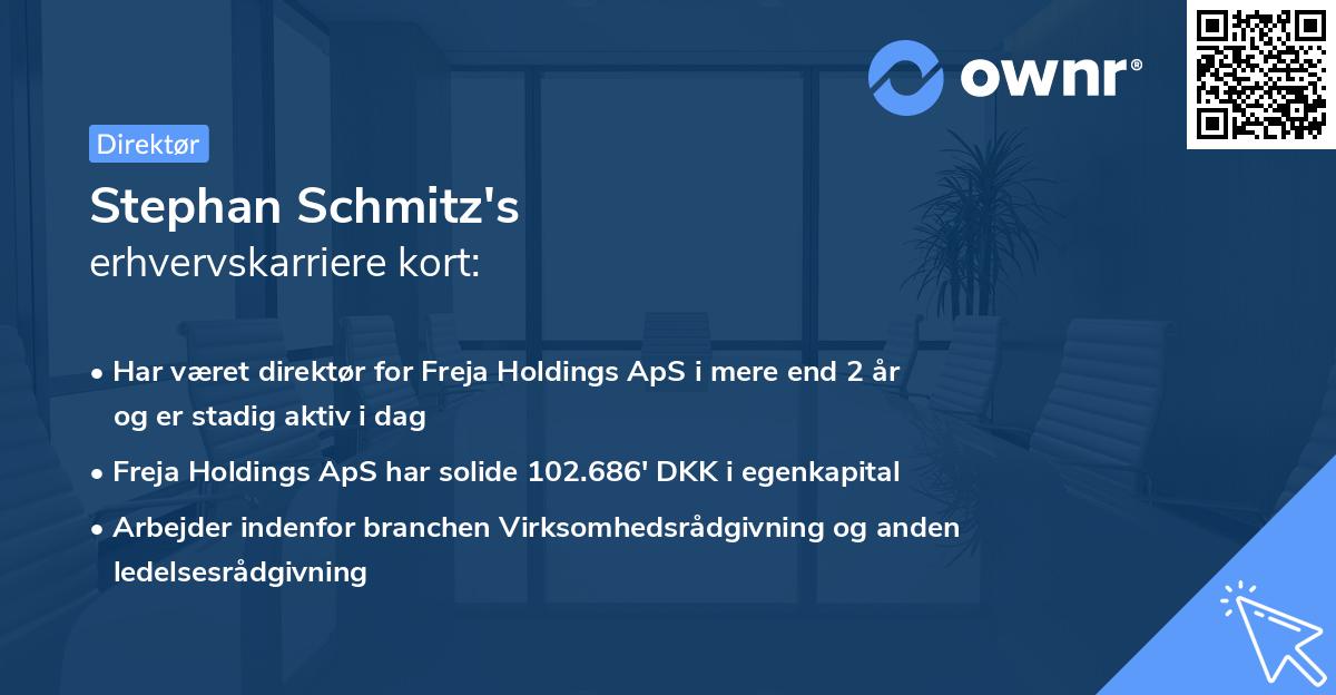 Stephan Schmitz's erhvervskarriere kort