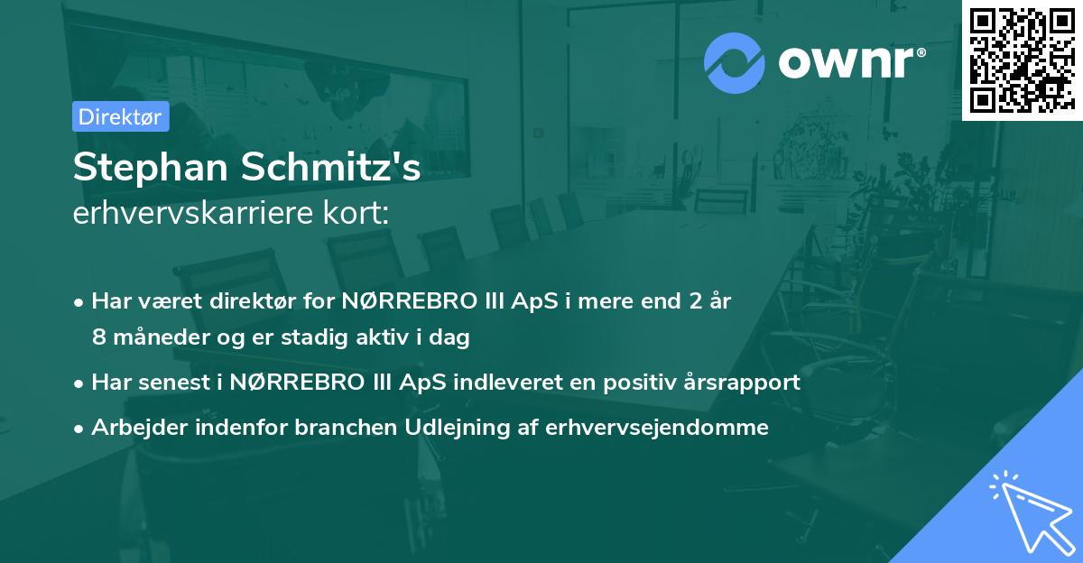 Stephan Schmitz's erhvervskarriere kort
